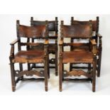 Set of four late 19th Century oak ships chairs