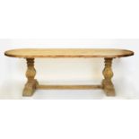 Rustic oak farmhouse style dining table