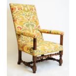 19th Century walnut high back dining chair
