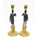 19th Century Pair of gilt-metal candlesticks