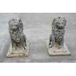 Large pair of spelter lions