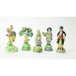 Five 19th Century Staffordshire pearlware figures