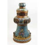 large 19th century Chinese Champleve enamel lantern stand