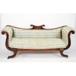 Regency simulated rosewood scroll end sofa