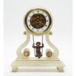 Mid-Victorian alabaster mantel clock