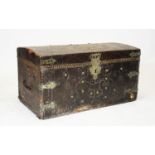 19th Century leather bound domed trunk