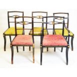 A set of five late 19th Century ebonised Trafalgar chairs