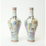 Pair of Chinese famille rose vases Guanyin and Shou Lao