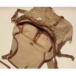 A Hardys leather-trimmed canvas fishing bag with shoulder strap.