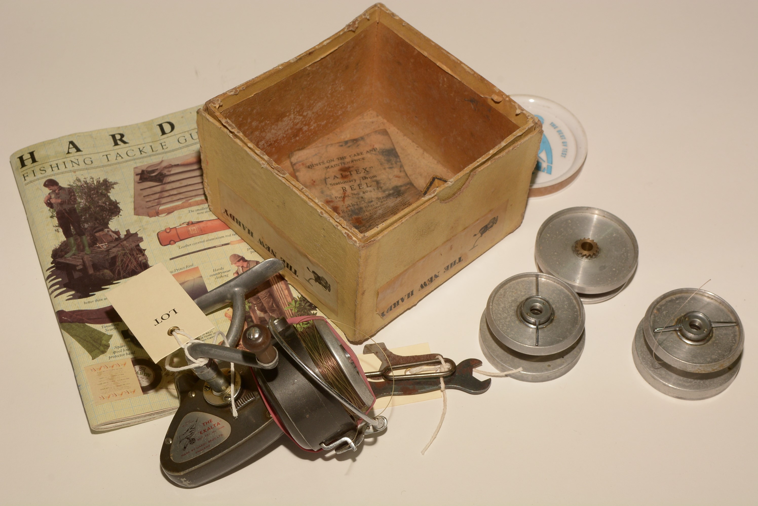 Hardy Bros. the 'EXALTA MK. II' three spare spools, with original Hardy cardboard box; together with