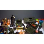 Three boxes of Action man figures, clothing, vehicles, accessories etc..