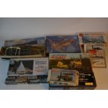 Plastic model kits by Airfix, Keil Kraft, Minicraft, etc.