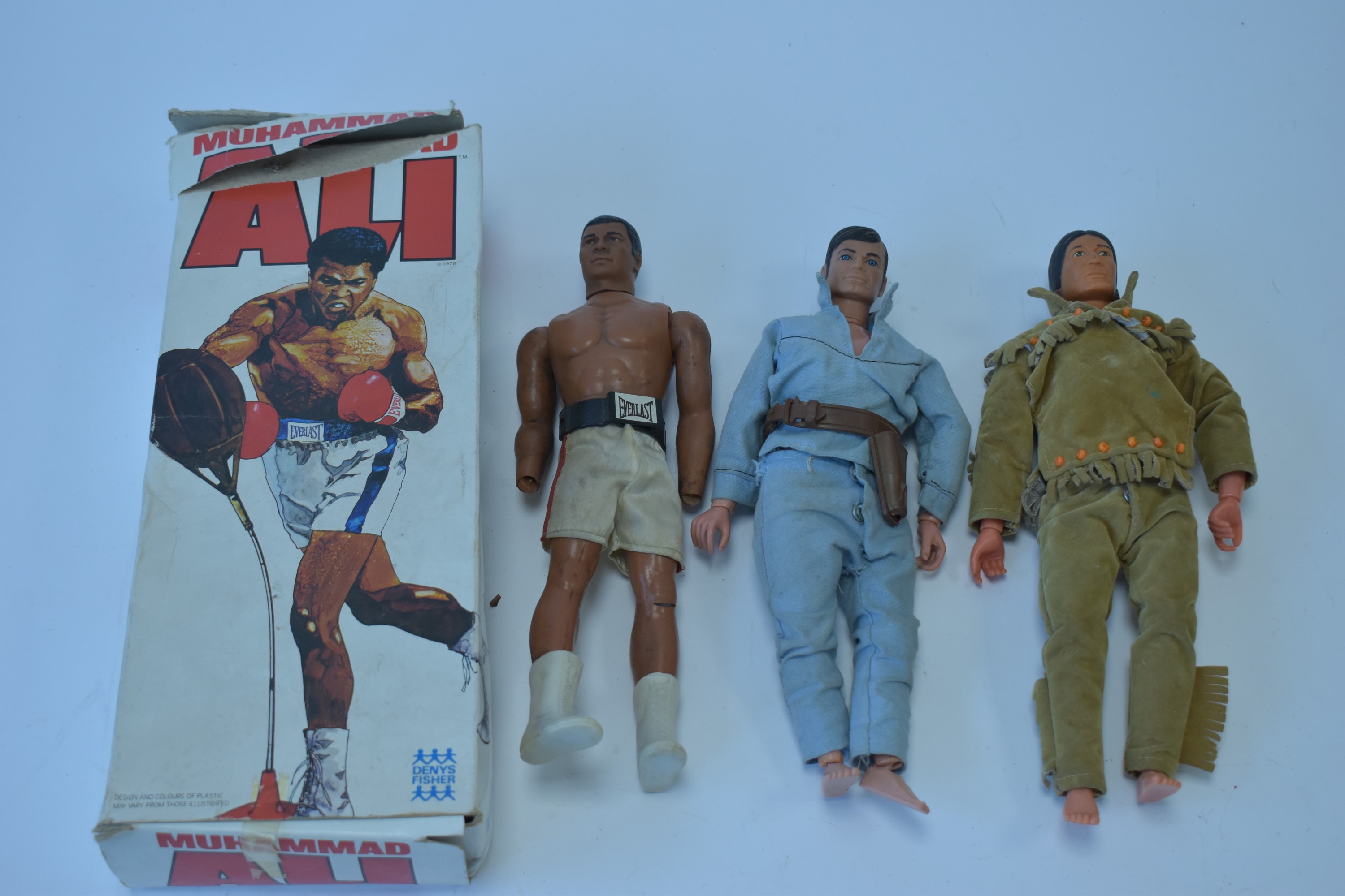 A Denys Fisher Muhammad Ali boxing toy; and 'Lone Ranger' Action Figures by Gabriel