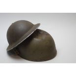 WWII British Dispatch Riders helmet and Brodie Helmet