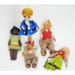 A Chad Valley "Hygenic Toys" 20cms doll, and four other dolls, various.