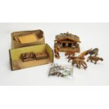 Two German early 1900's Matchbox dioramas "Erzgebirge"; and other toys.