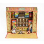 Ritz Toys: a "Little Folks" printed card doll's shop; accessories; and two dolls.