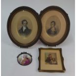 A portrait miniature and two frames