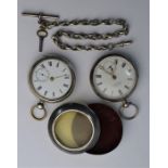 A late Victorian silver pocket watch etc.