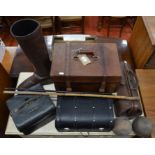 Assorted leather cases to/w a leather boot stick stand (5)