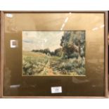 A E Wake - A Surrey Fieldpath watercolour, signed lower left