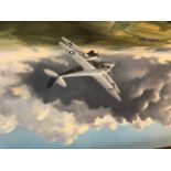 Donald Selway - RAF biplane in flight, oil on canvas, signed