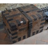 An oak iron bound silver chest/trunk