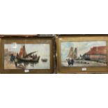 Two Breton watercolours of harbour views (2)