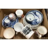 Various 18th/19th century porcelain tea bowls , including a fluted Worcester bowl painted with green