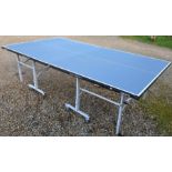 A Butterfly Easifold outdoor rollaway table tennis table