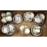 A collection of assorted Royal Worcester cabinet teacups and saucers and a Staffordshire teacup