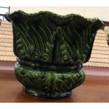 A large green glazed jardiniere