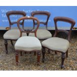 Set of four late 19th century mahogany framed dining side chairs (3 + 1)