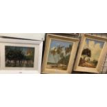 Koonig - two oil on canvases -  Cart on lane/palm trees to/w Portuguese orchard (3)