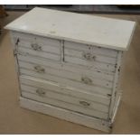 An early 20th century cream painted chest of two short and two long drawers a/f