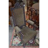 A late Victorian rosewood bobbin turned open arm chair