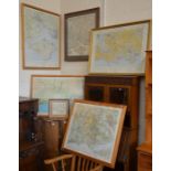 Five framed maps of South of England and IOW and a framed map of the New Forest (6)