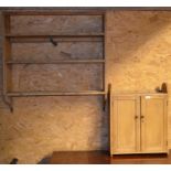 A pine wall shelf and a hanging cupboard (2)