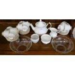 A Royal Albert 'Val D'or' tea service to/w two glass fruit bowls
