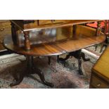 Victorian mahogany twin pedestal dining table c/w centre leaf