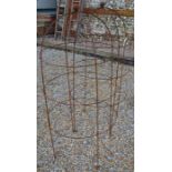 A pair of large dumpy steel ball-head garden plant obelisks (2)