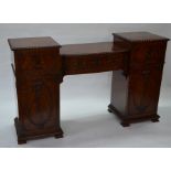 A good quality flame mahogany twin pedestal sideboard