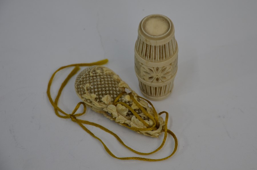 A 19th century Chinese ivory cricket cage/carrier