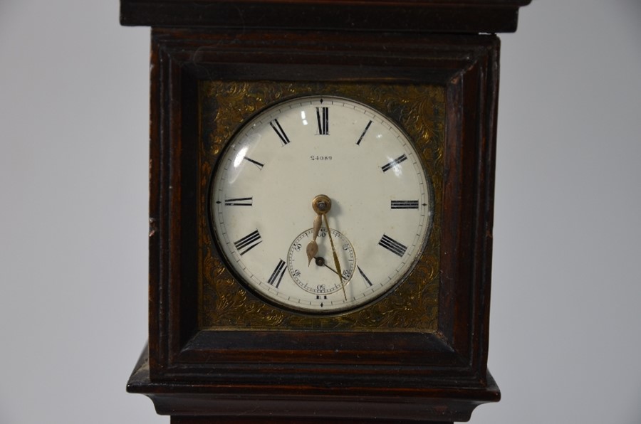 An early 19th century mahogany miniature longcase clock watchstand - Image 14 of 18