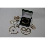 A collection of various silver and white metal jewellery
