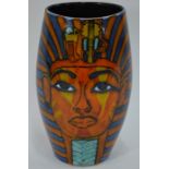 A Poole Pottery vase decorated with the head of Tutankhamun