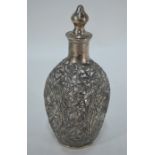 Chinese Export Dimple Haig form decanter and stopper with silver overlay