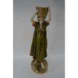 Royal Dux 19th century classical figure of a woman carrying a basket on her head
