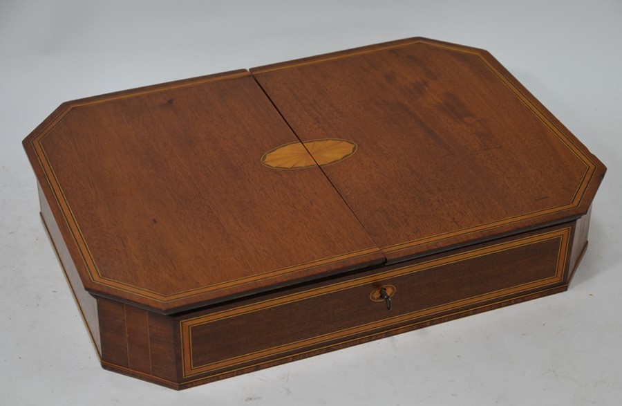 An Edwardian inlaid mahogany fitted sewing box