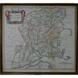A 17th century county map engraving of Hampshire by Robert Morden